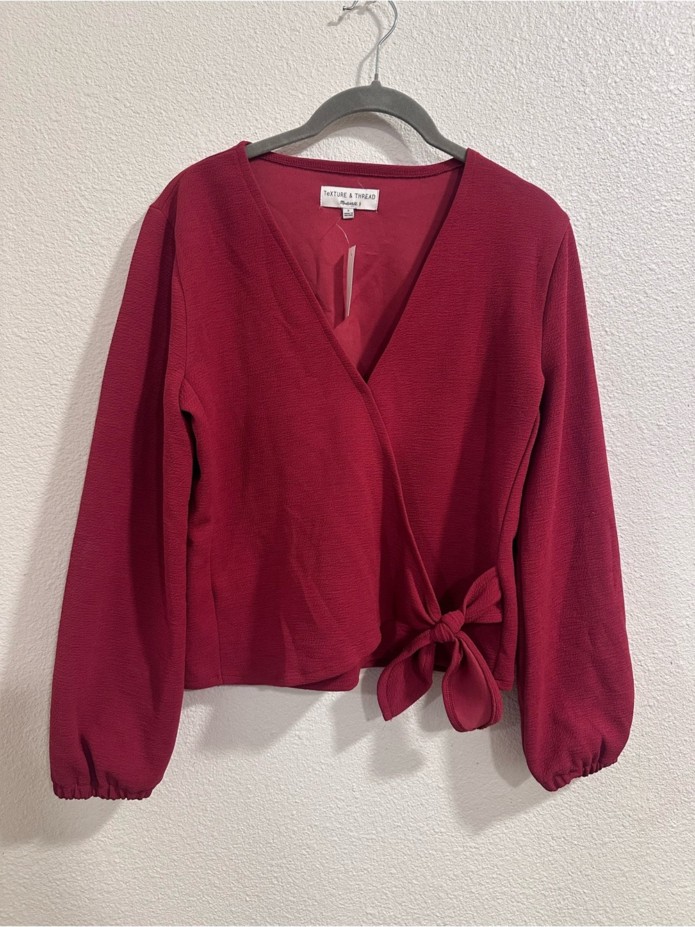 Madewell Burgundy Wrap Tie Blouse